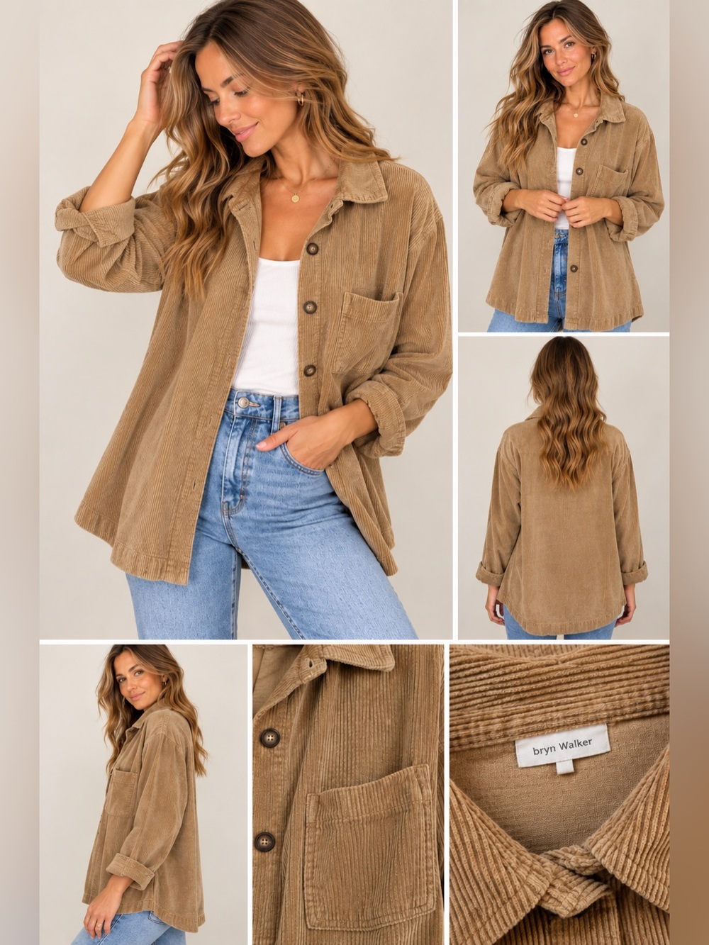 bryn Walker Button-Front Women's Shirt Jacket in Tan